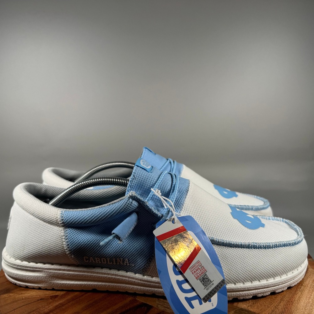 Hey Dude Wally Tri UNC Men Size 13 White Blue Slip On Loafer Shoes 42766-16S